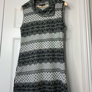 Papillon Dress Black White Grey Polka Dot and Lace Pattern Women’s Size US XL